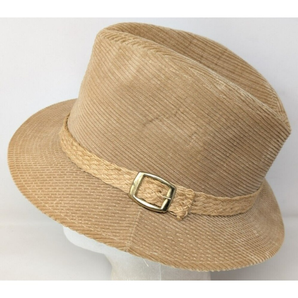 Vintage Vendome Tan Corduroy Fedora Hat Men's Size Large New York Made in USA